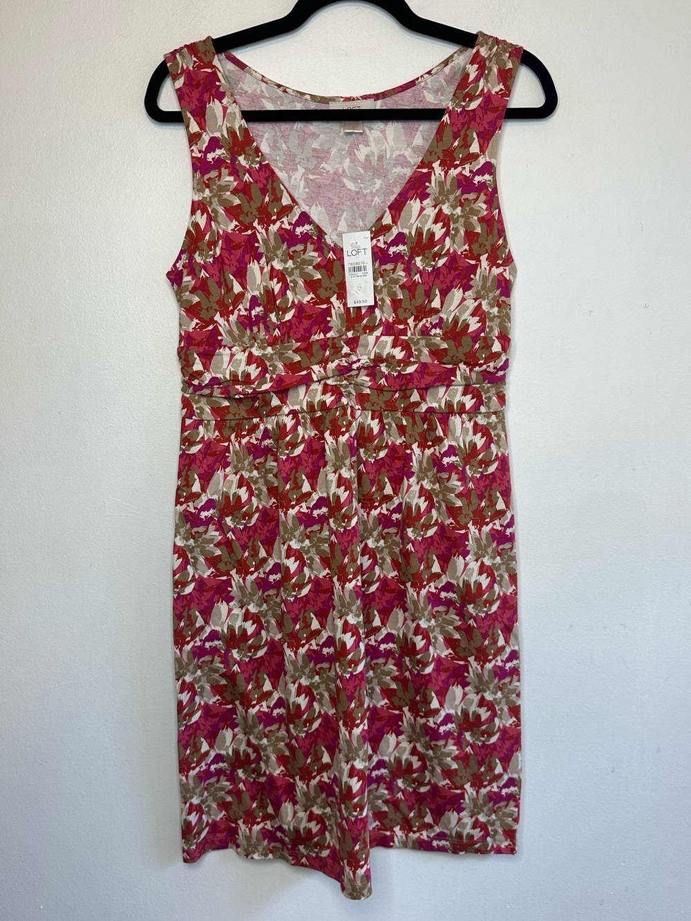 Ann Taylor LOFT Women’s Pink White Floral Sleeveless Dress NWT V-Neck